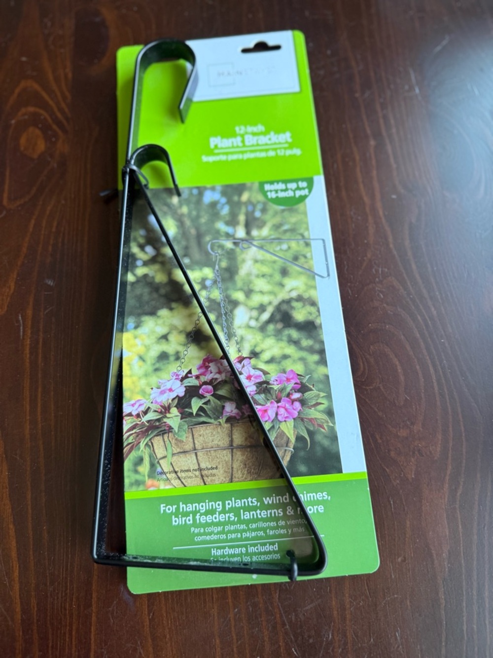 Mainstays Black Metal Plant Bracket, Plant Hanger, 12”